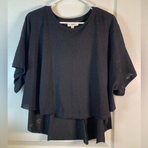 Kyemi Black Flowy Oversize High Low Blouse Size Med EUC #2790